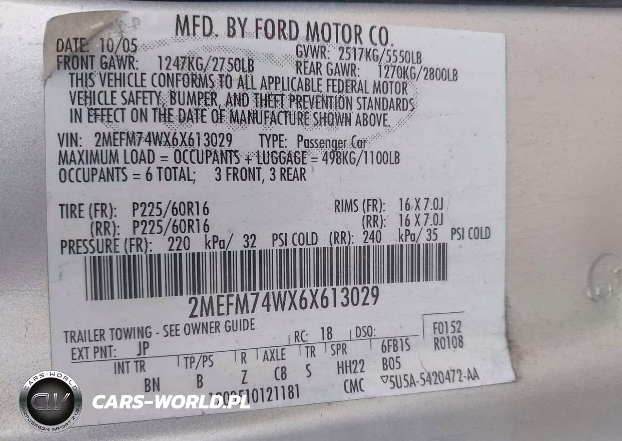 2006 Mercury Grand Marquis Gs VIN:2MEFM74WX6X613029 - 9