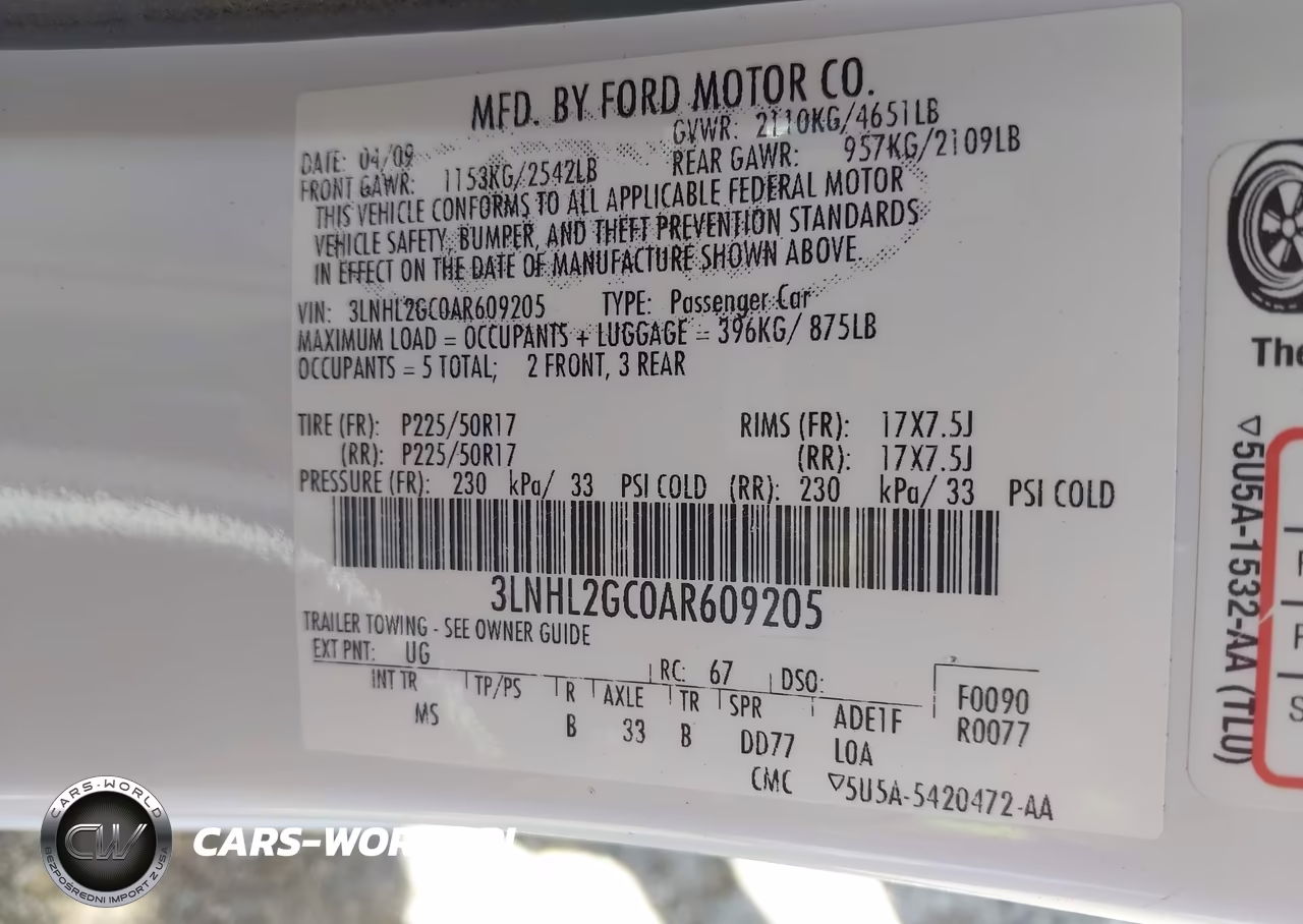 2010 Lincoln Mkz VIN:3LNHL2GC0AR609205 - 9