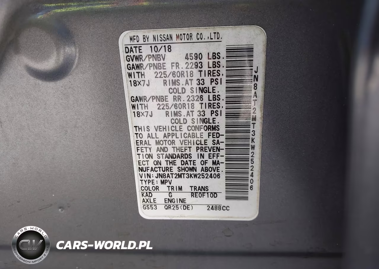 2019 Nissan Rogue Sv VIN:JN8AT2MT3KW252406 - 9