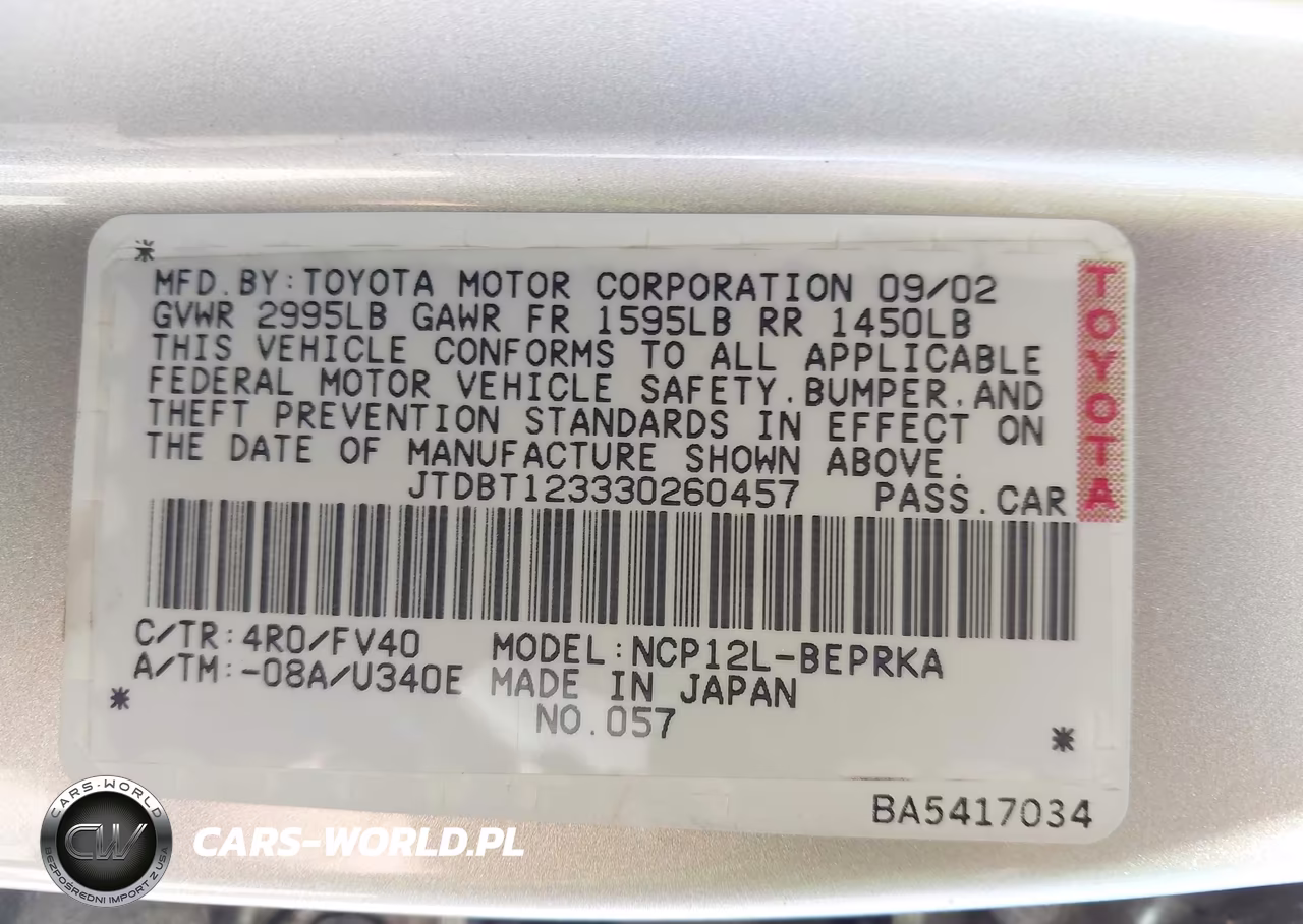 2003 Toyota Echo VIN:JTDBT123330260457 - 9