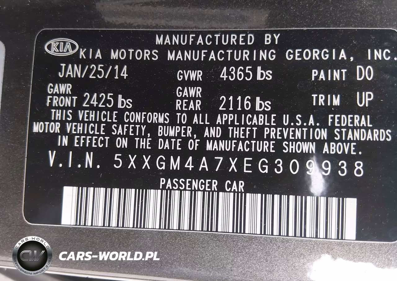 2014 Kia Optima Lx VIN:5XXGM4A7XEG309938 - 9