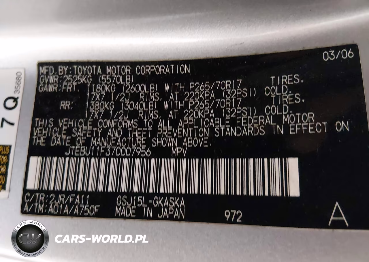 2007 Toyota Fj Cruiser VIN:JTEBU11F370007956 - 9