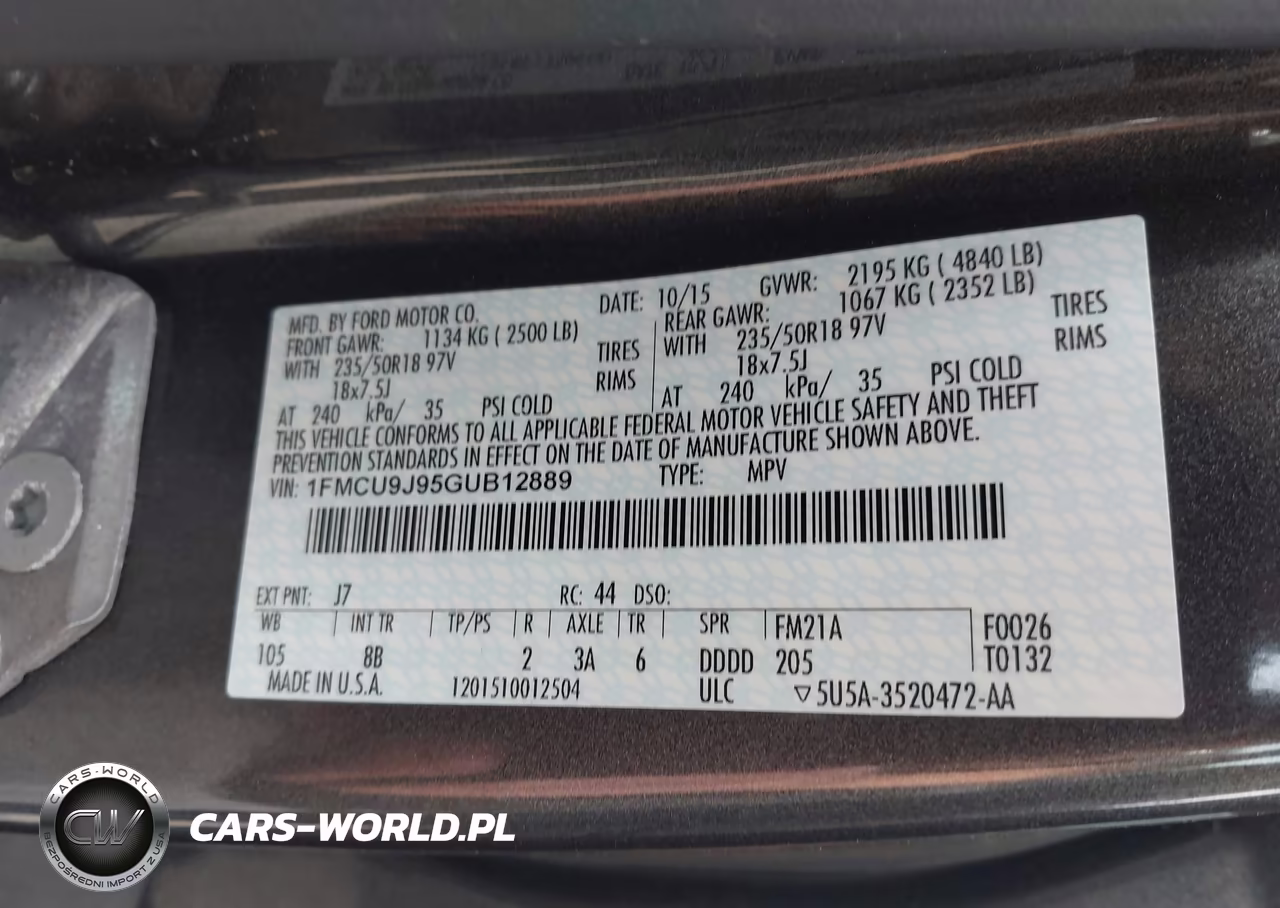 2016 Ford Escape Titanium VIN:1FMCU9J95GUB12889 - 9