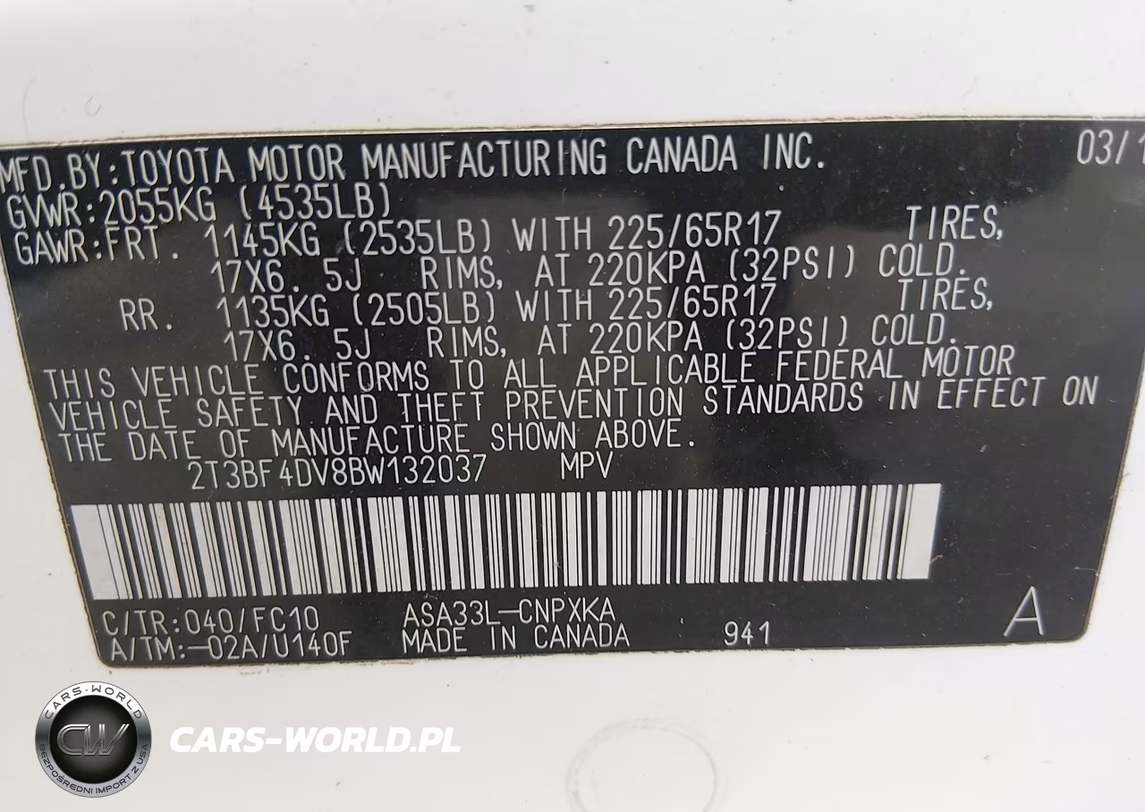 2011 Toyota Rav4 VIN:2T3BF4DV8BW132037 - 9