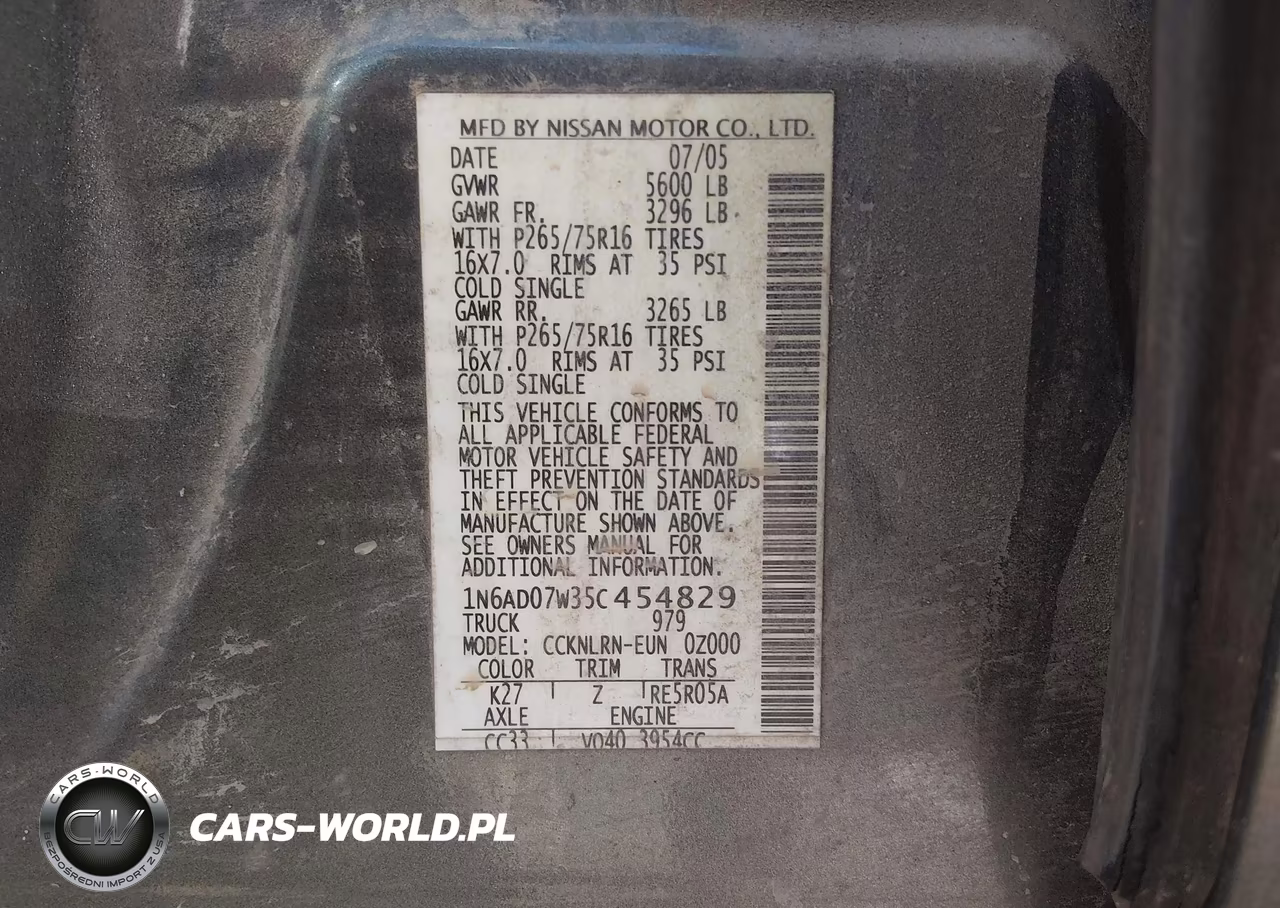 2005 Nissan Frontier Nismo Off Road VIN:1N6AD07W35C454829 - 9