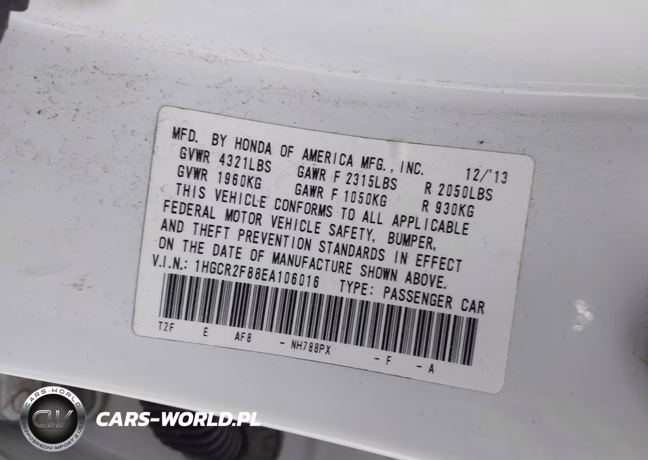 2014 Honda Accord Ex-L VIN:1HGCR2F88EA106016 - 9