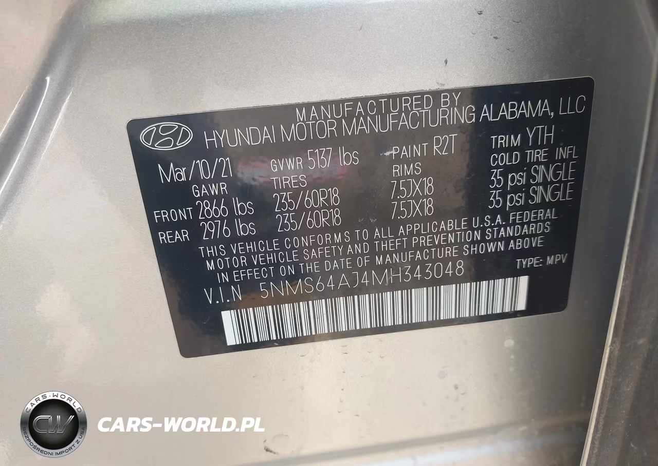 2021 Hyundai Santa Fe Sel VIN:5NMS64AJ4MH343048 - 9