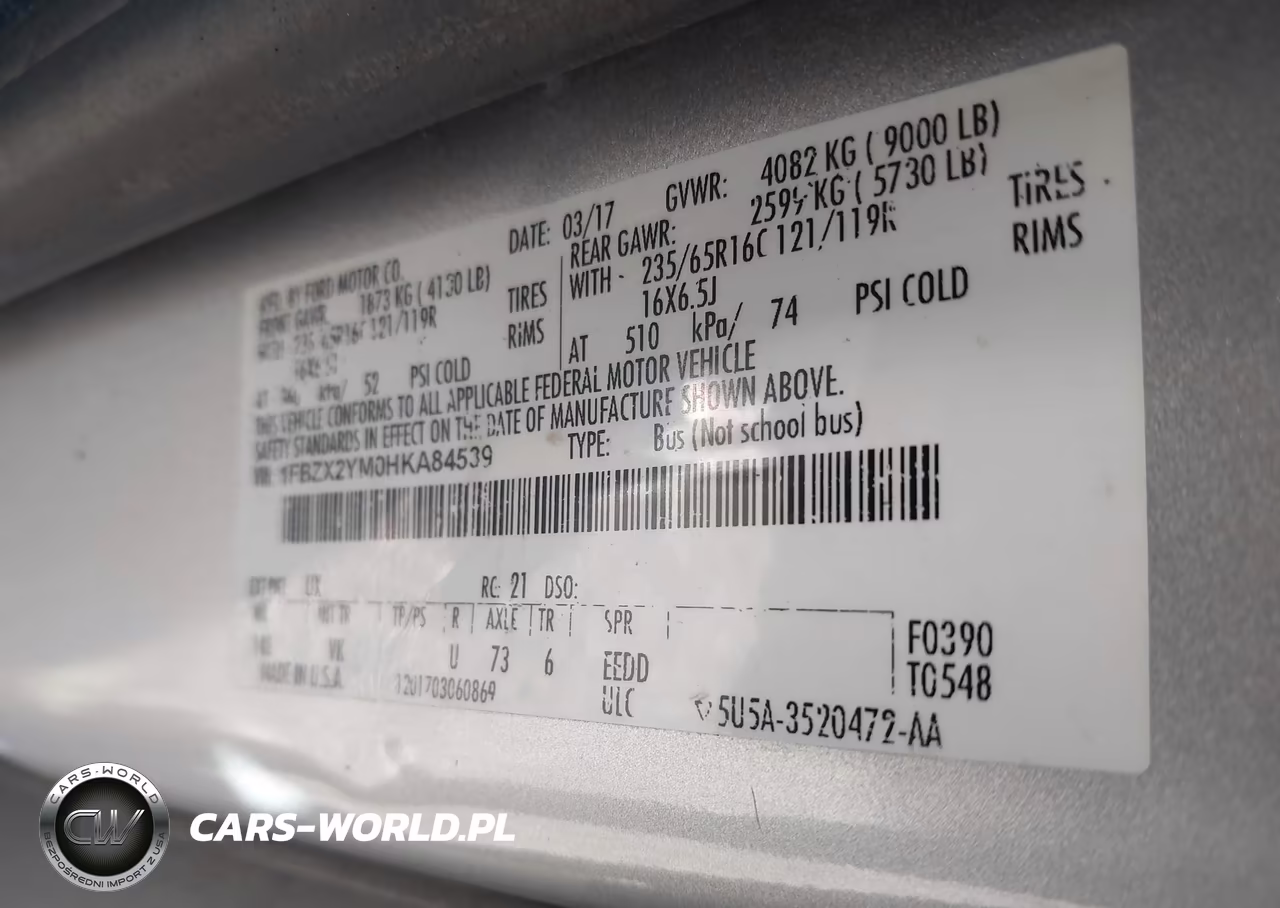 2017 Ford Transit-350 Xl VIN:1FBZX2YM0HKA84539 - 9