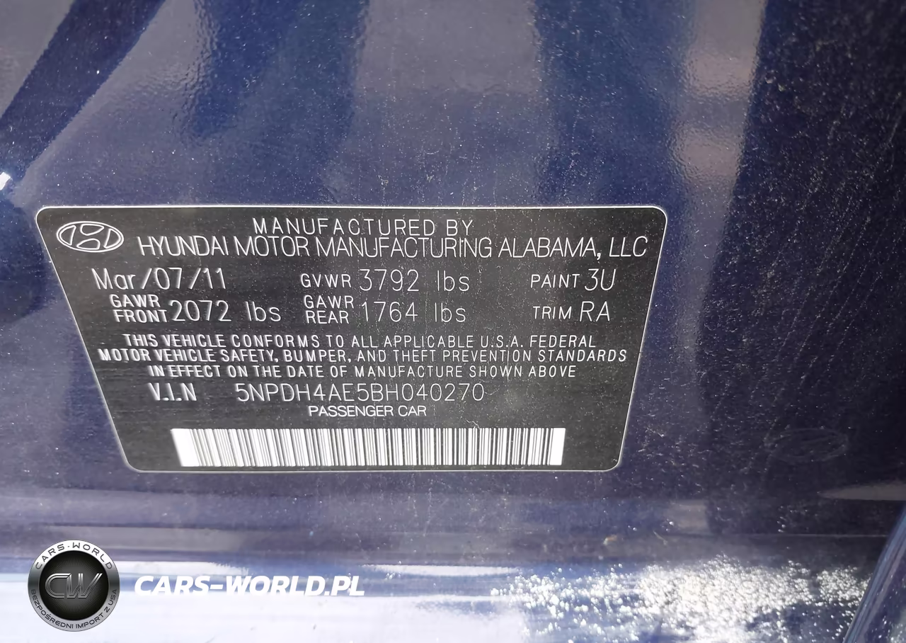 2011 Hyundai Elantra Gls VIN:5NPDH4AE5BH040270 - 9