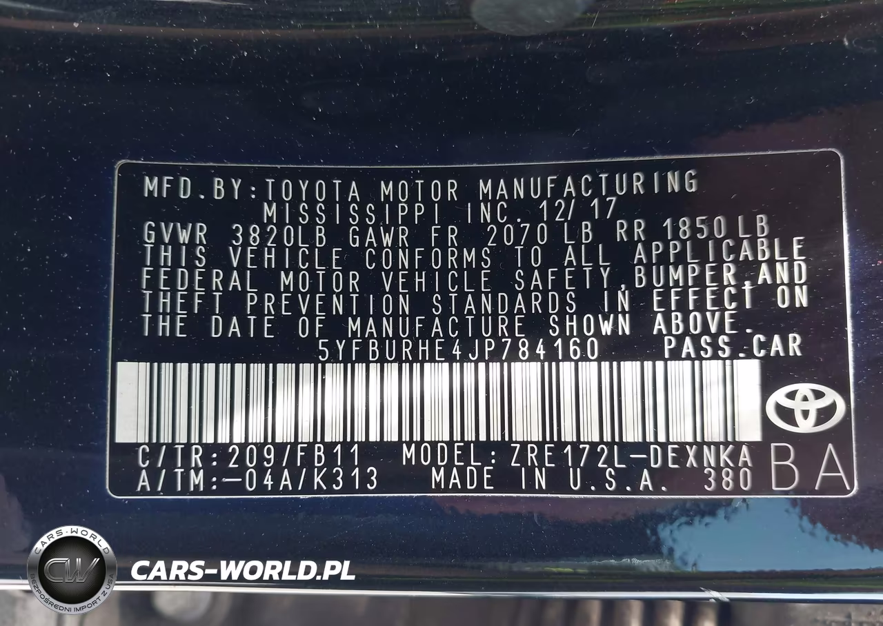 2018 Toyota Corolla Le VIN:5YFBURHE4JP784160 - 9