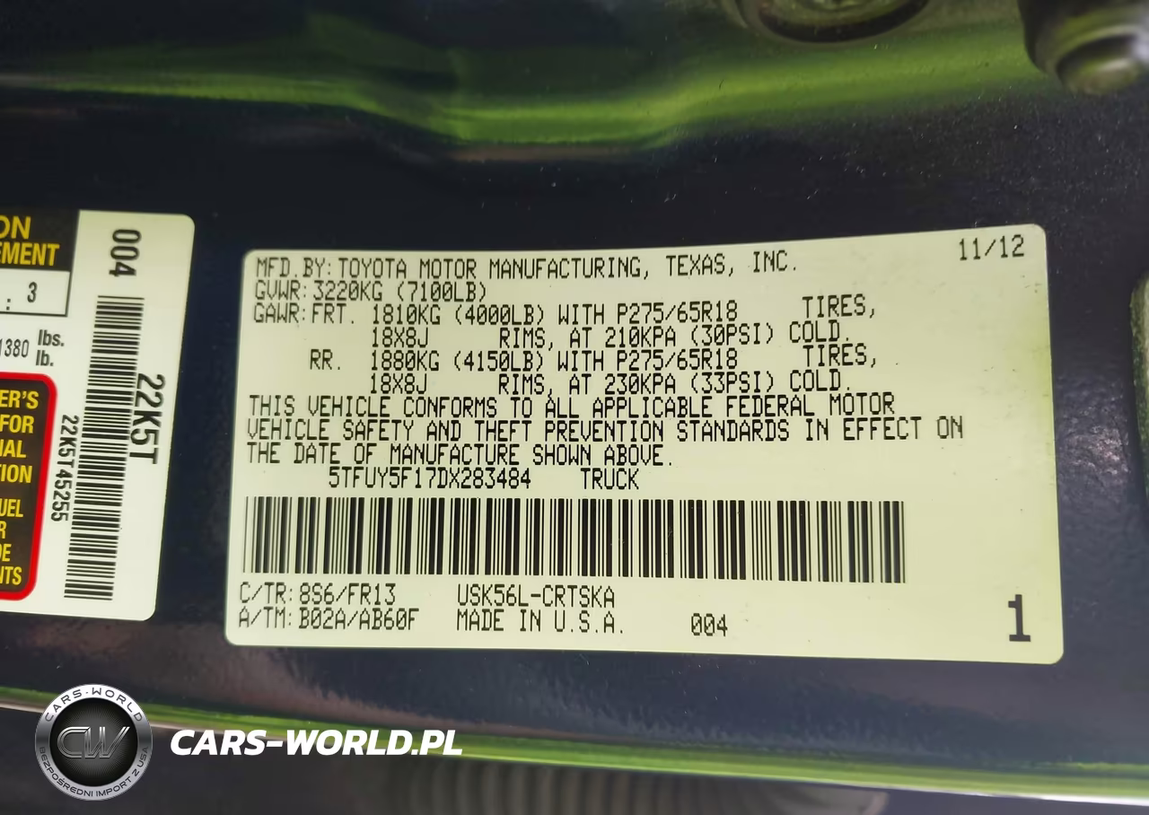 2013 Toyota Tundra Grade 5.7L V8 VIN:5TFUY5F17DX283484 - 9