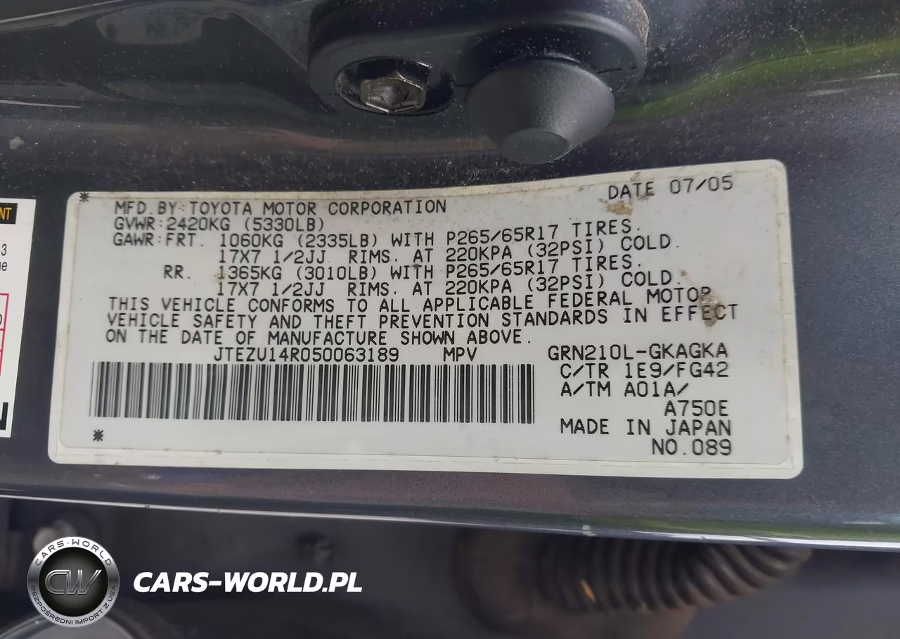 2005 Toyota 4Runner Sr5 V6 VIN:JTEZU14R050063189 - 9