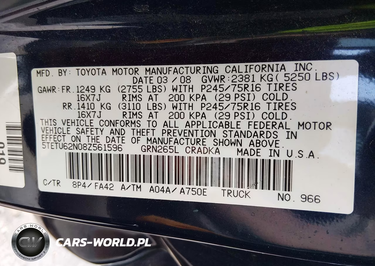 2008 Toyota Tacoma Prerunner V6 VIN:5TETU62N08Z561596 - 9