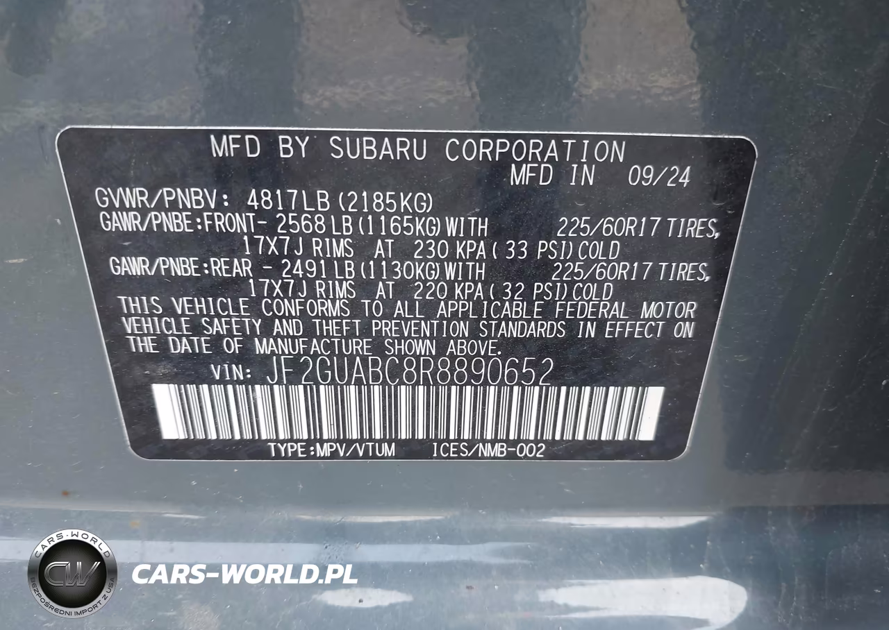 2024 Subaru Crosstrek VIN:JF2GUABC8R8890652 - 9