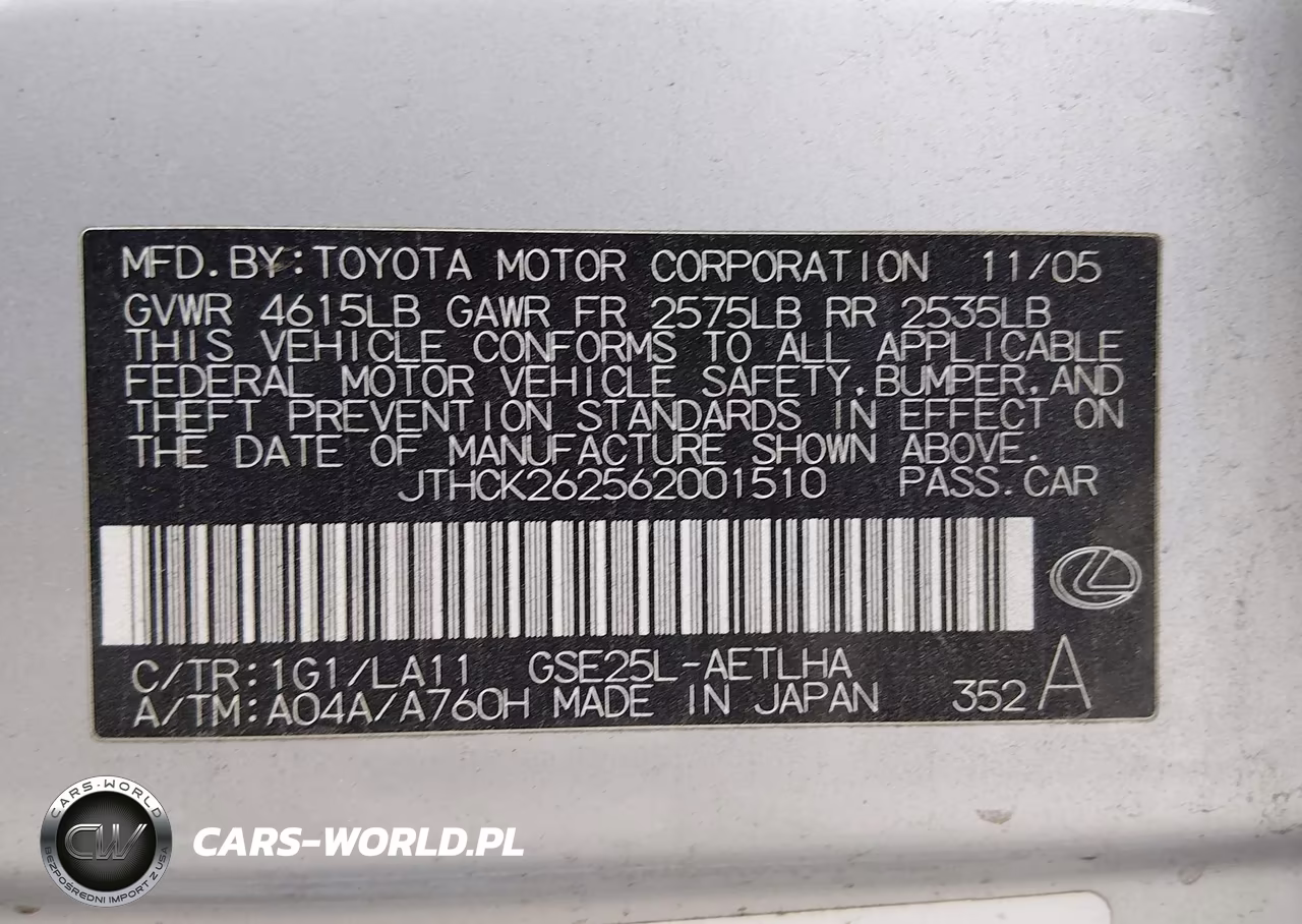 2006 Lexus Is 250 VIN:JTHCK262562001510 - 9