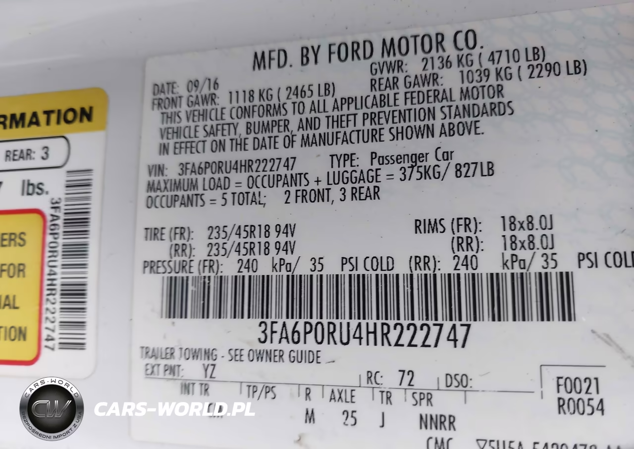 2017 Ford Fusion Hybrid Titanium VIN:3FA6P0RU4HR222747 - 9