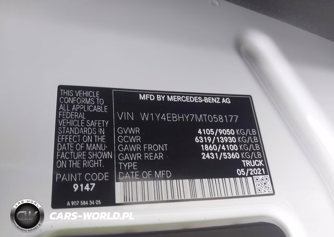 2021 Mercedes-Benz Sprinter 2500 Standard Roof V6 VIN:W1Y4EBHY7MT058177 - 9