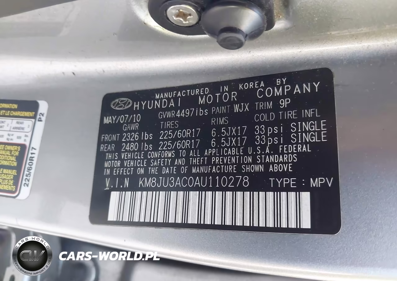 2010 Hyundai Tucson Gls VIN:KM8JU3AC0AU110278 - 9