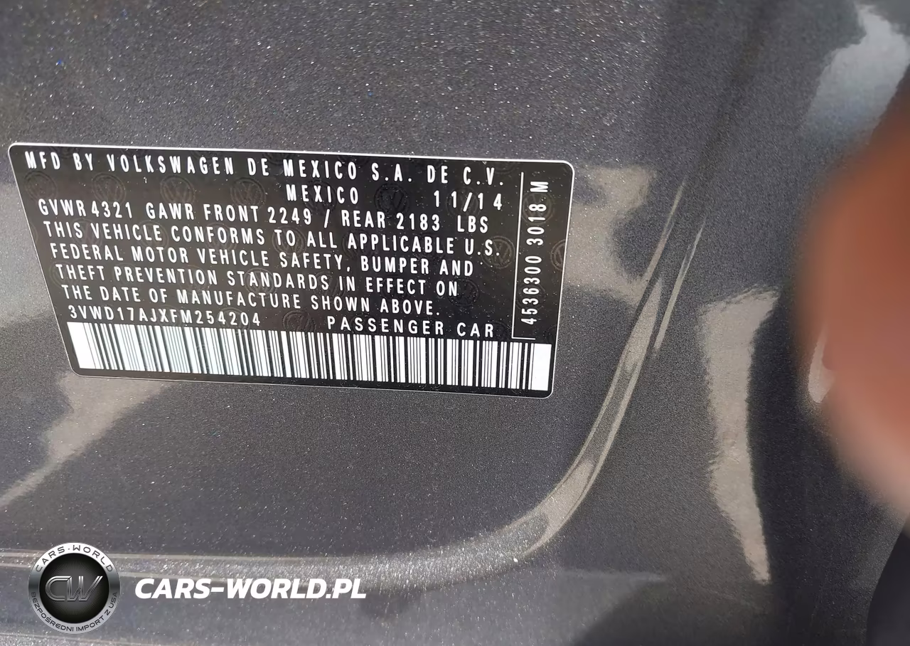 2015 Volkswagen Jetta 1.8T Se VIN:3VWD17AJXFM254204 - 9