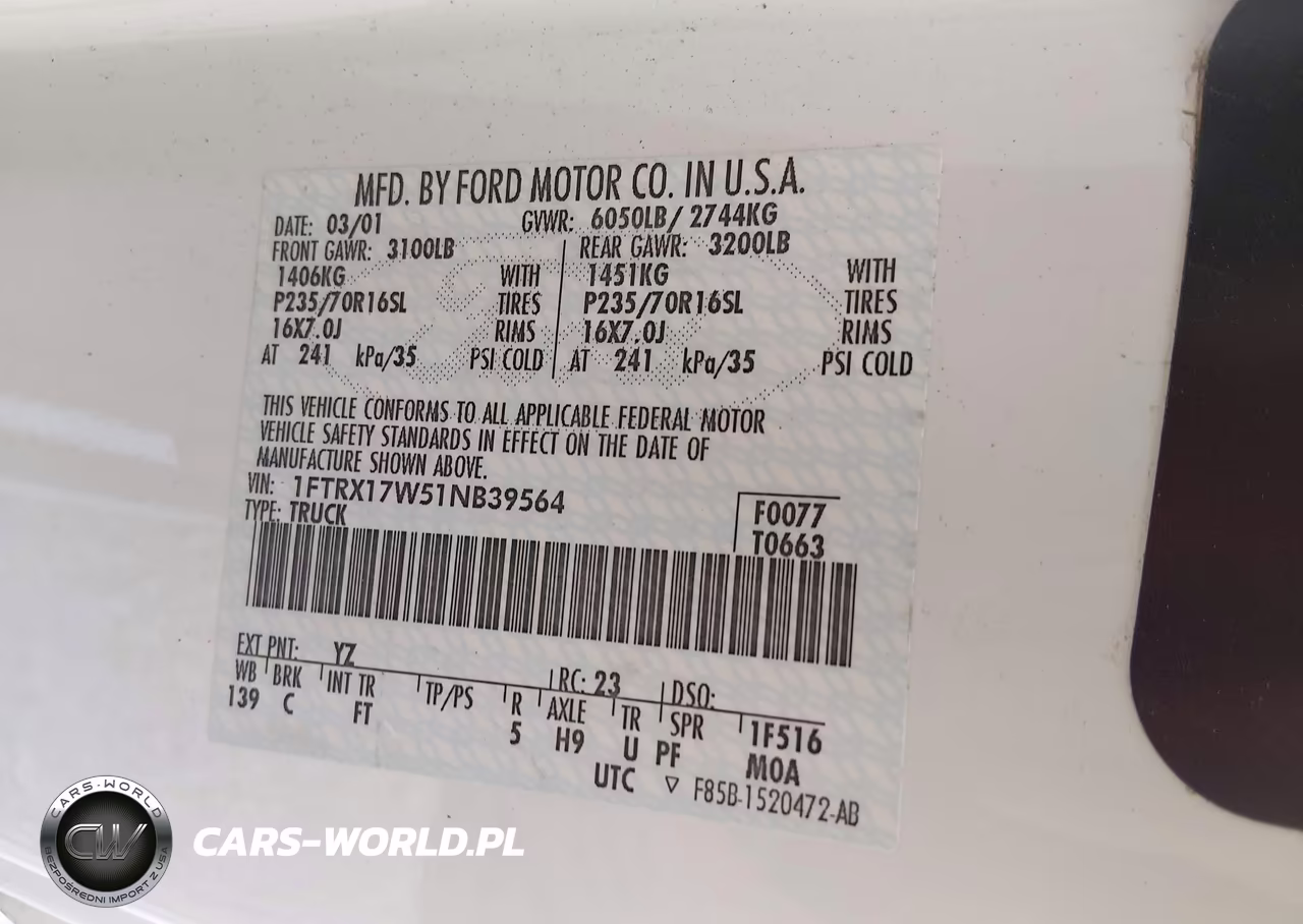 2001 Ford F-150 Lariat-Xl-Xlt VIN:1FTRX17W51NB39564 - 9