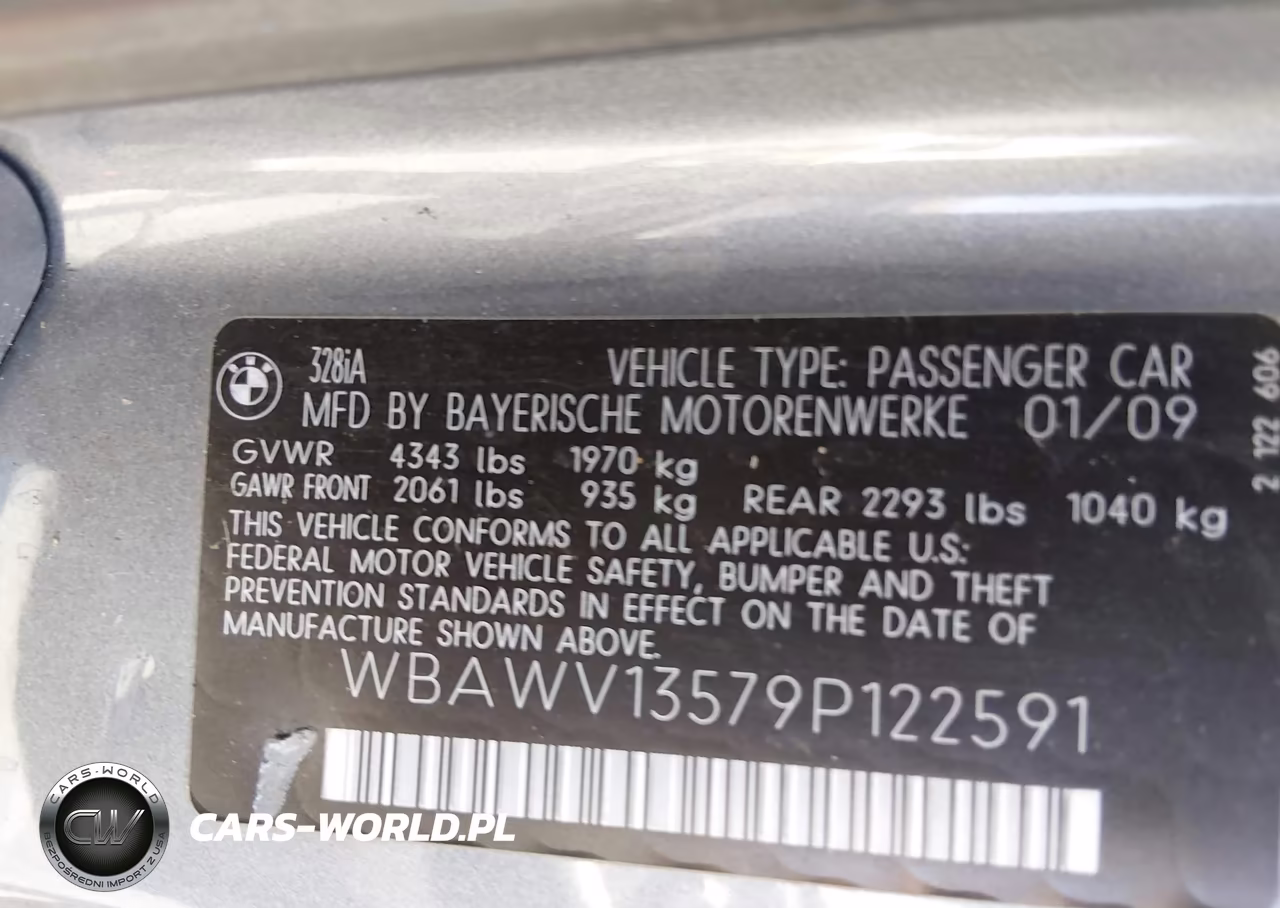 2009 BMW 328I VIN:WBAWV13579P122591 - 9