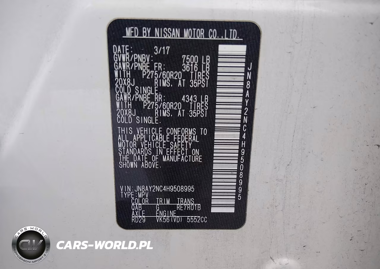 2017 Nissan Armada Sl VIN:JN8AY2NC4H9508995 - 9