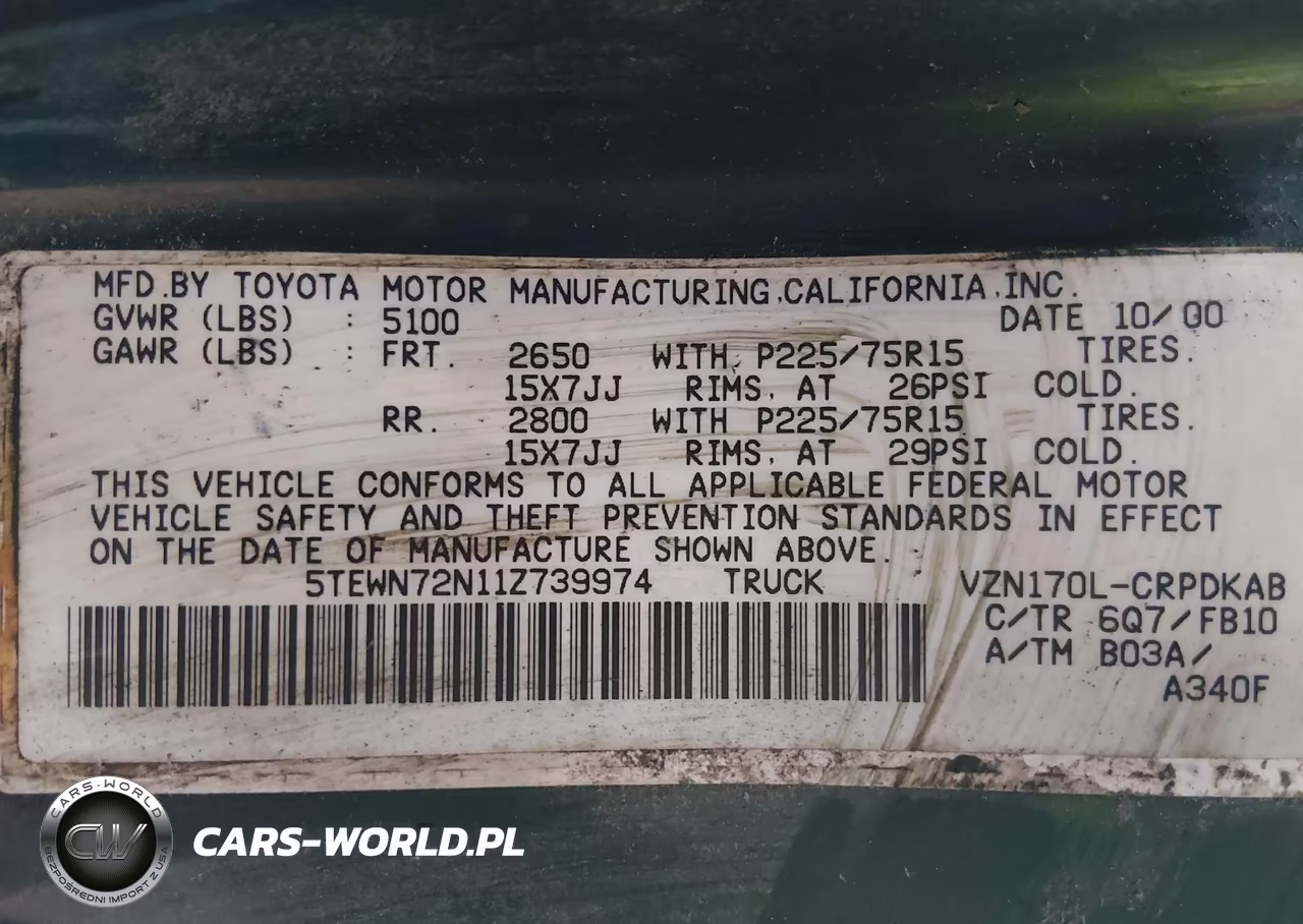 2001 Toyota Tacoma Base V6 VIN:5TEWN72N11Z739974 - 9