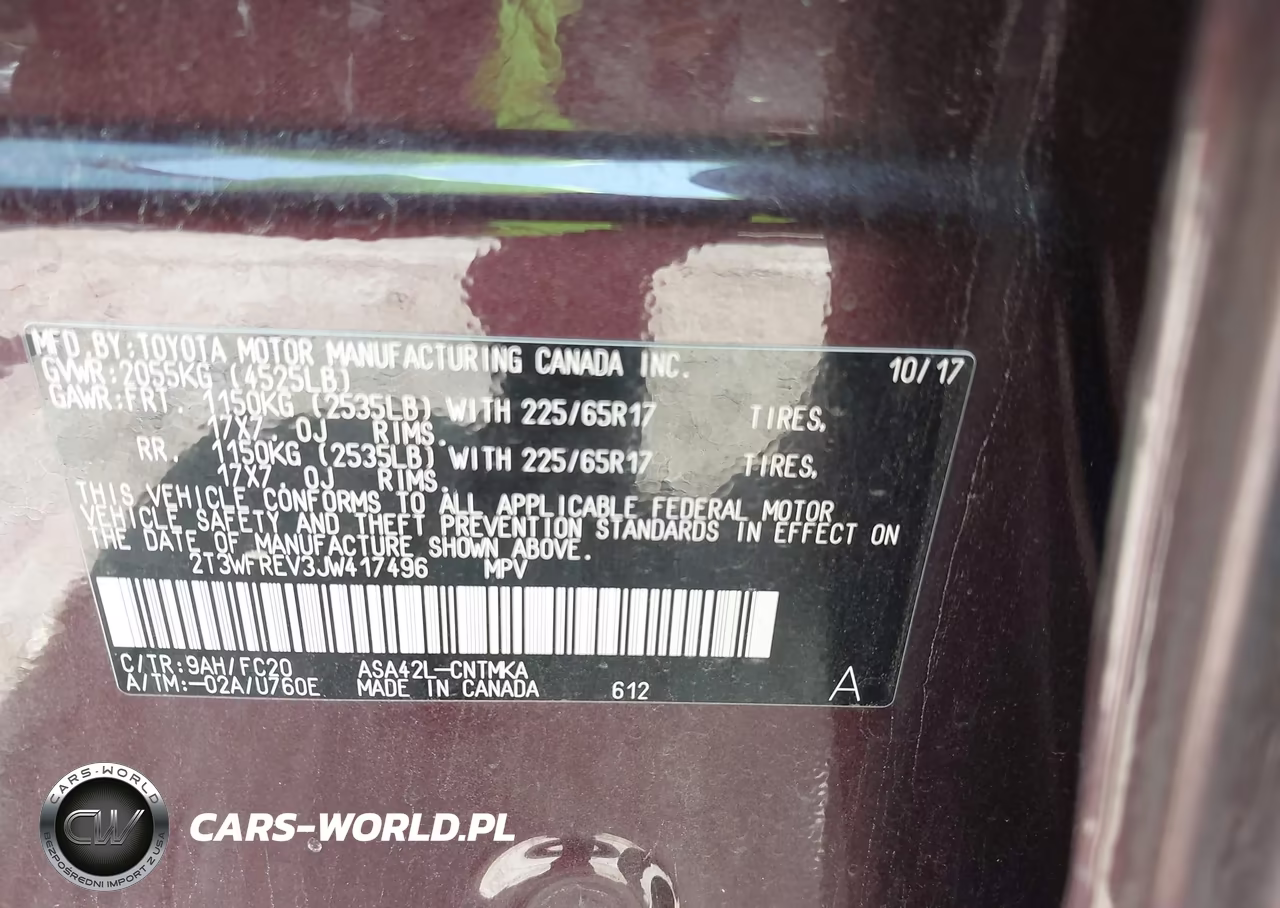2018 Toyota Rav4 Xle VIN:2T3WFREV3JW417496 - 9