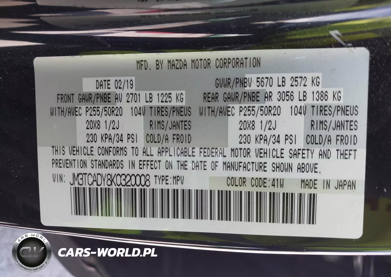 2019 Mazda Cx-9 Grand Touring VIN:JM3TCADY8K0320008 - 9