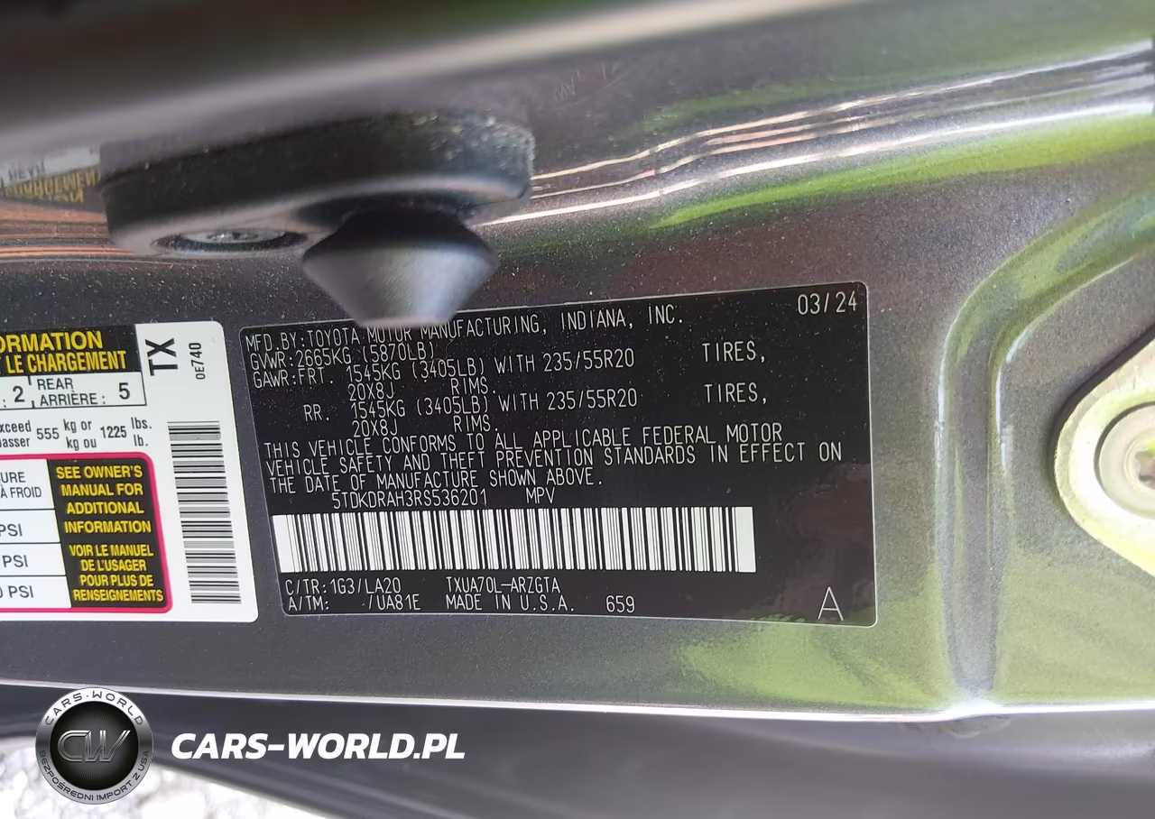 2024 Toyota Highlander Platinum VIN:5TDKDRAH3RS536201 - 9
