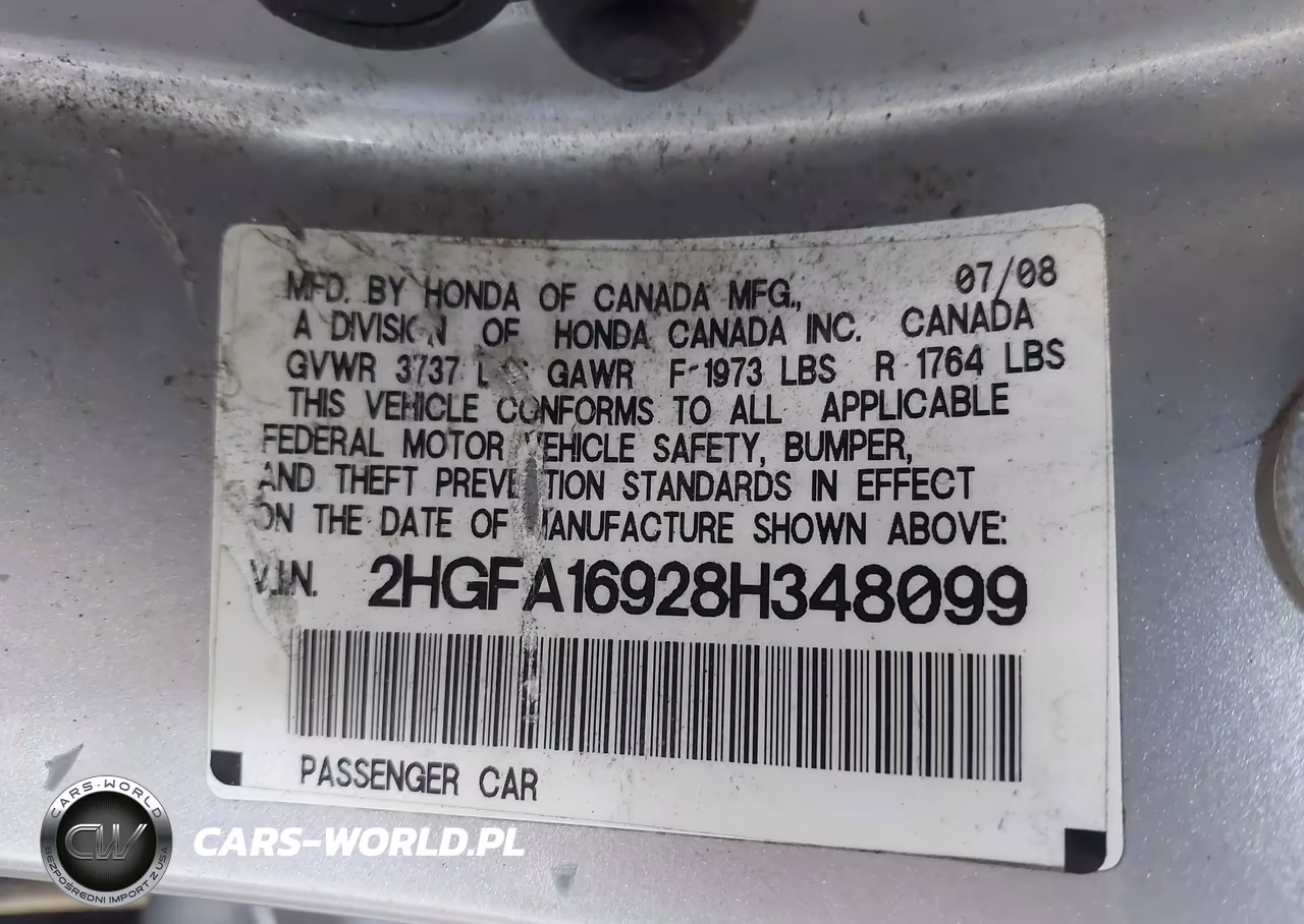 2008 Honda Civic Ex-L VIN:2HGFA16928H348099 - 9