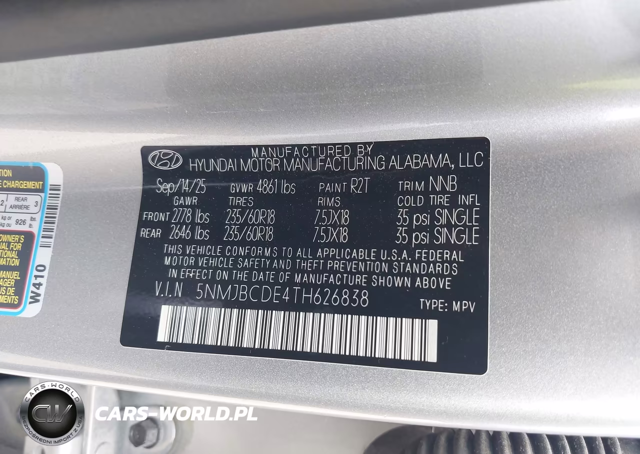 2026 Hyundai Tucson Sel VIN:5NMJBCDE4TH626838 - 9
