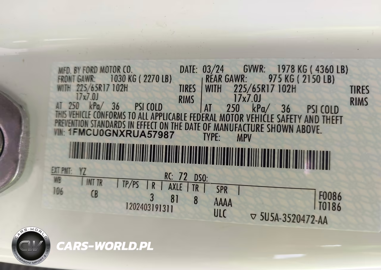 2024 Ford Escape Active VIN:1FMCU0GNXRUA57987 - 9