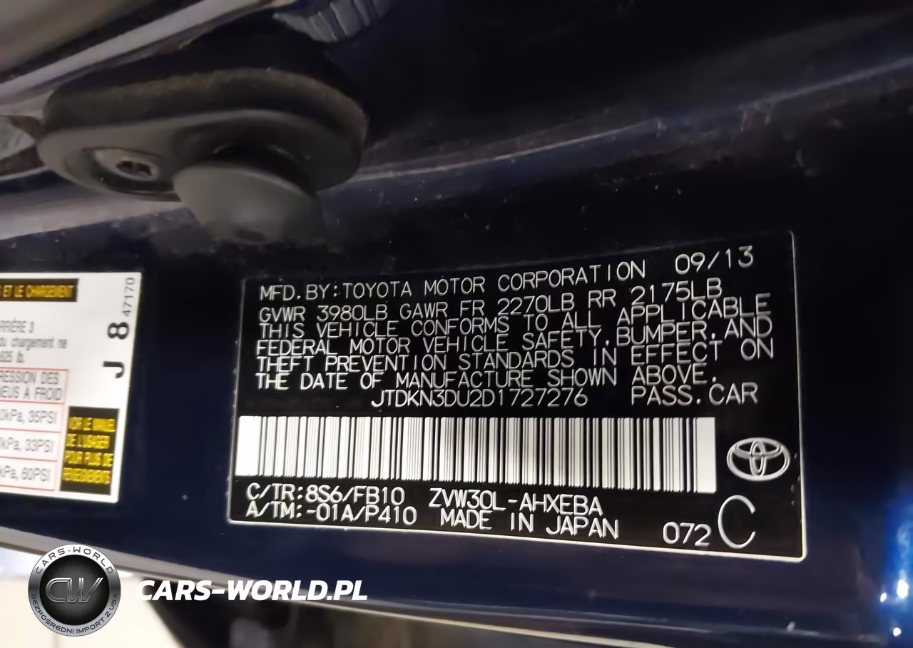 2013 Toyota Prius Three VIN:JTDKN3DU2D1727276 - 9