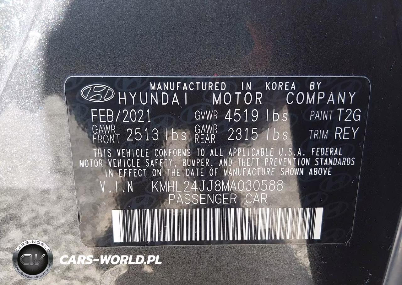 2021 Hyundai Sonata Blue VIN:KMHL24JJ8MA030588 - 9