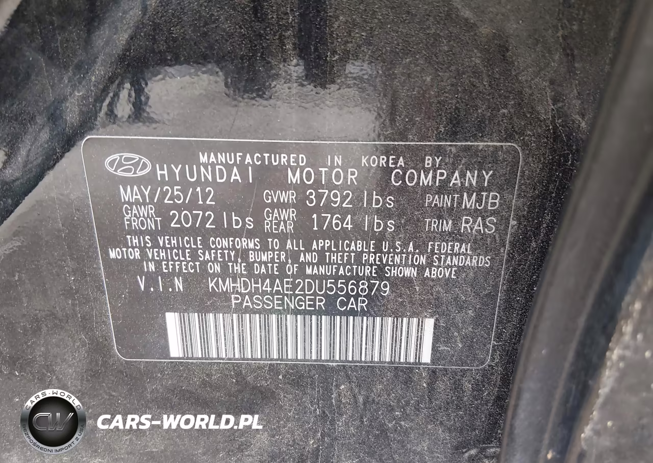 2013 Hyundai Elantra Gls VIN:KMHDH4AE2DU556879 - 9