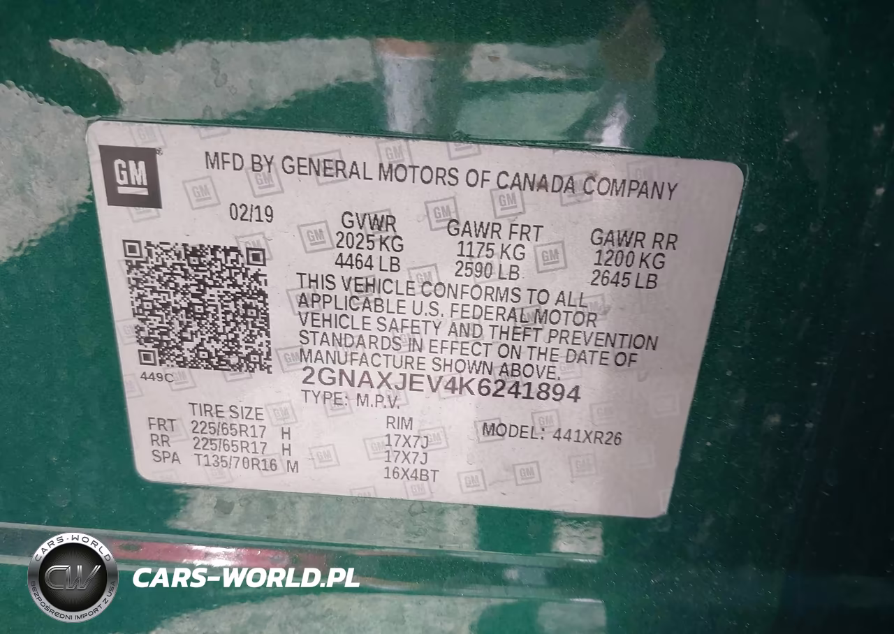2019 Chevrolet Equinox Lt VIN:2GNAXJEV4K6241894 - 9