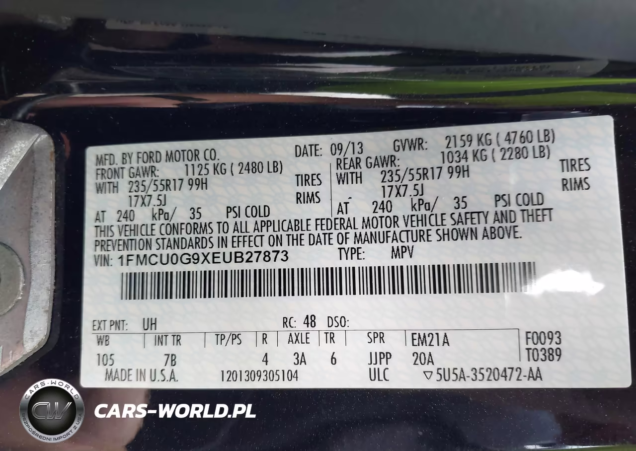 2014 Ford Escape Se VIN:1FMCU0G9XEUB27873 - 9