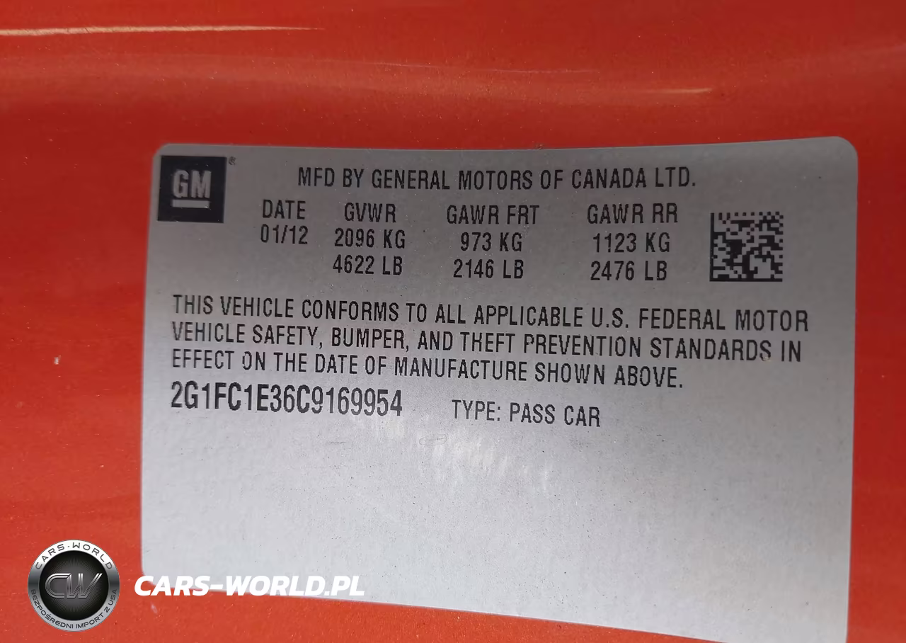 2012 Chevrolet Camaro 2Lt VIN:2G1FC1E36C9169954 - 9