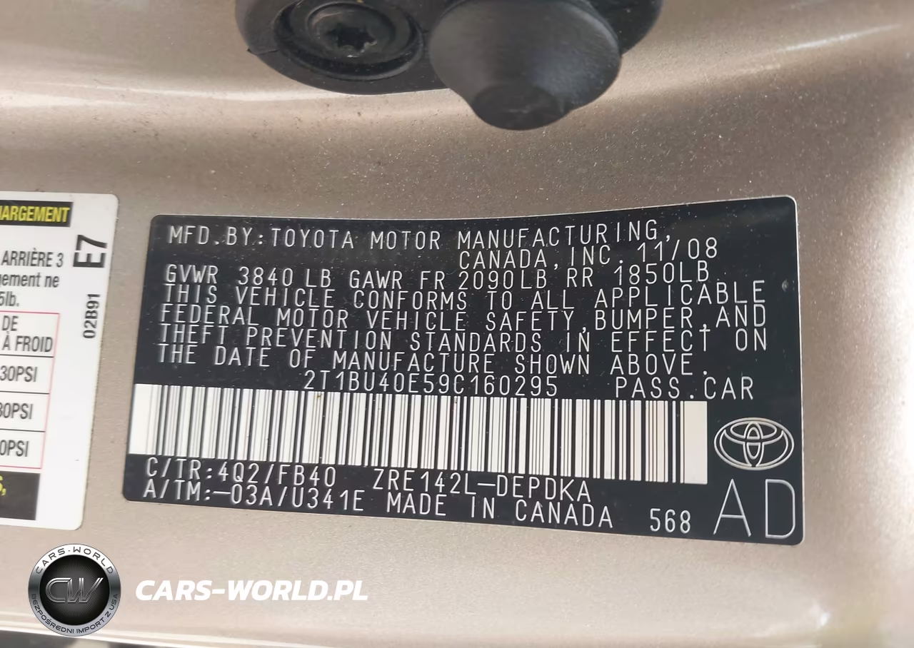 2009 Toyota Corolla Le VIN:2T1BU40E59C160295 - 9