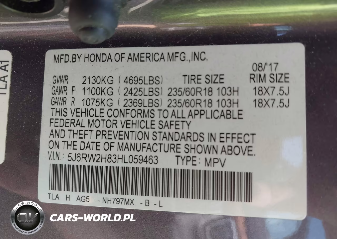 2017 Honda Cr-V Ex-L-Ex-L Navi VIN:5J6RW2H83HL059463 - 9