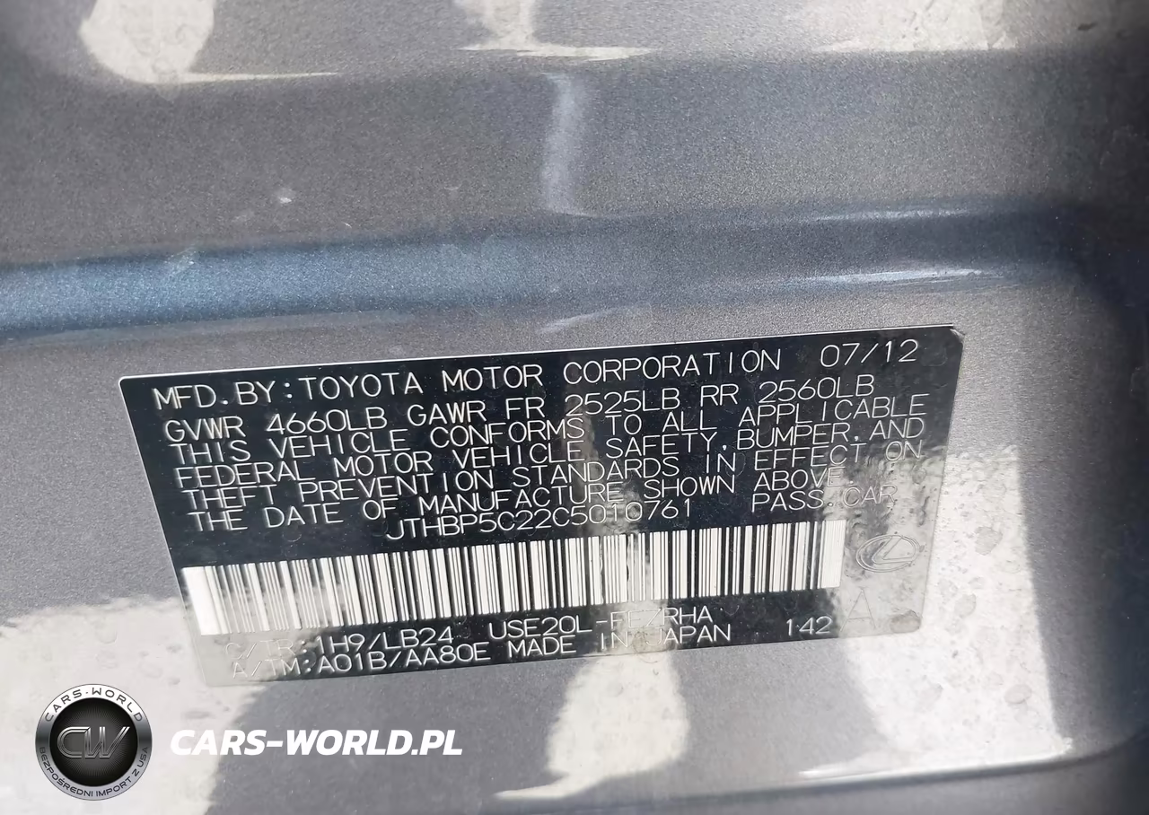 2012 Lexus Is F VIN:JTHBP5C22C5010761 - 9