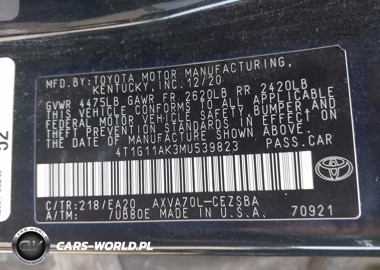 2021 Toyota Camry Se VIN:4T1G11AK3MU539823 - 9