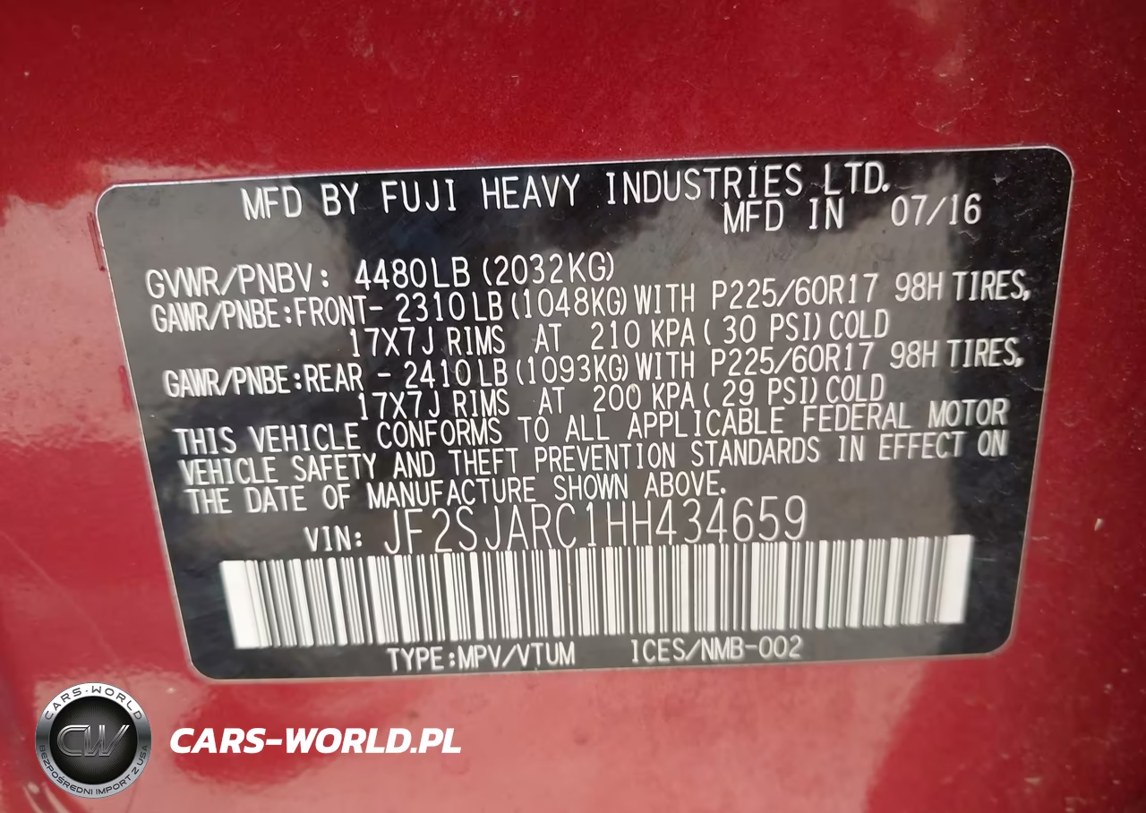 2017 Subaru Forester 2.5I Limited VIN:JF2SJARC1HH434659 - 9