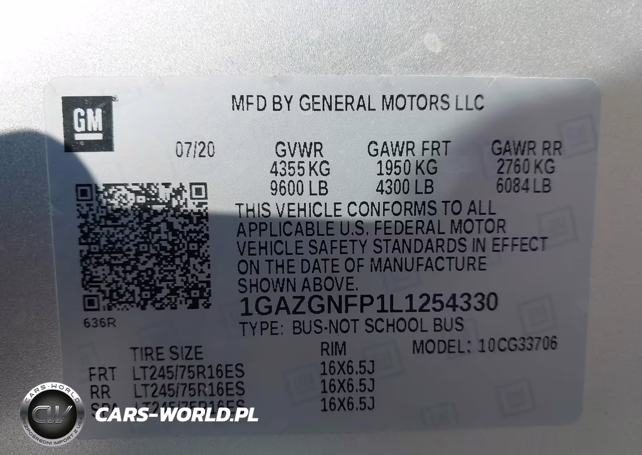 2020 Chevrolet Express Passenger Rwd 3500 Extended Wheelbase Ls VIN:1GAZGNFP1L1254330 - 9