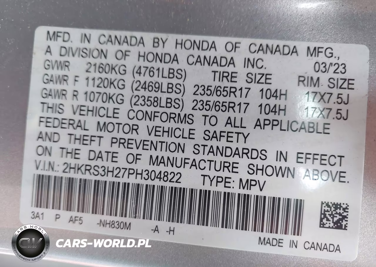 2023 Honda Cr-V Lx 2Wd VIN:2HKRS3H27PH304822 - 9