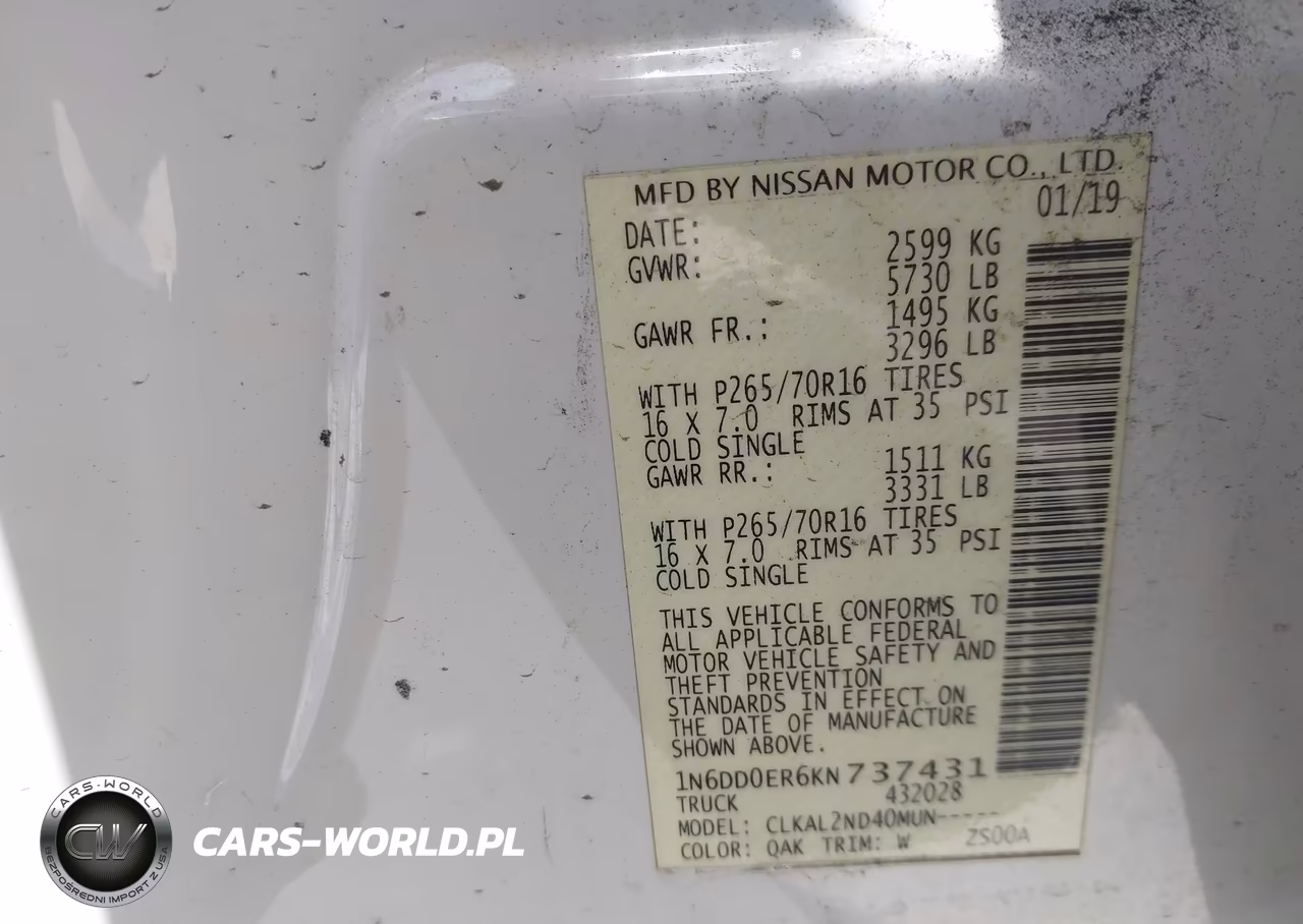 2019 Nissan Frontier Sv VIN:1N6DD0ER6KN737431 - 9