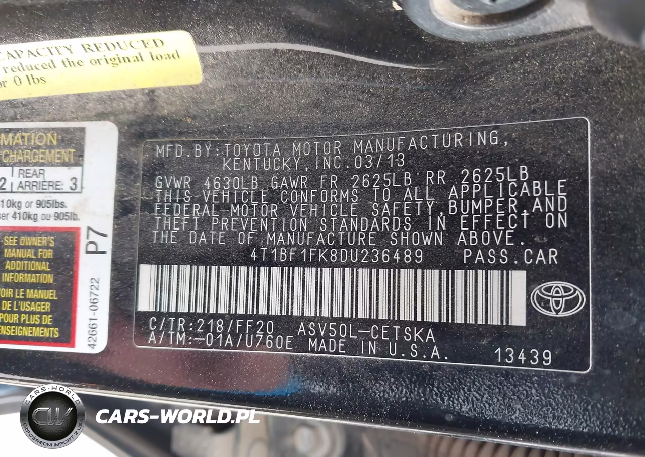 2013 Toyota Camry Se VIN:4T1BF1FK8DU236489 - 9