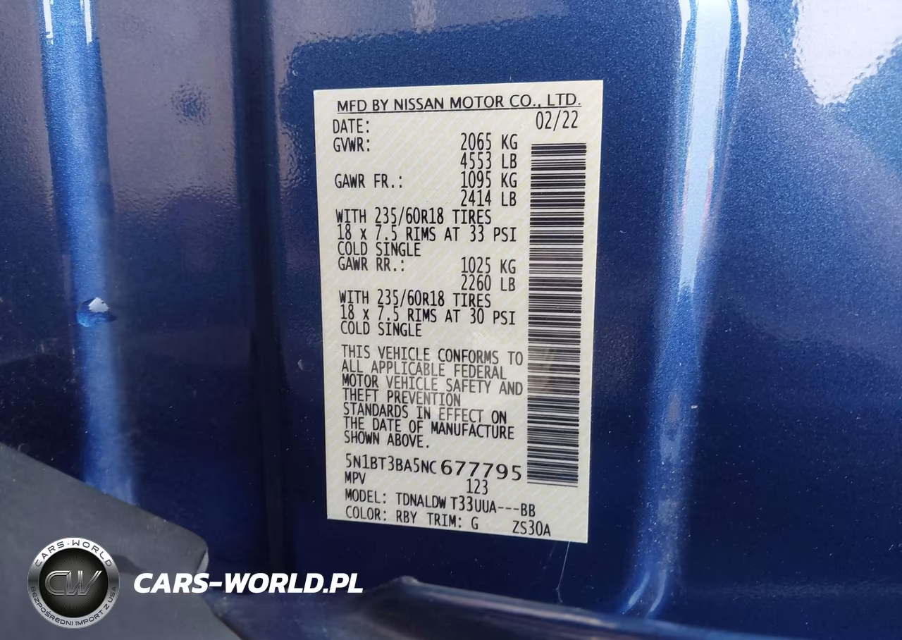 2022 Nissan Rogue Sv Fwd VIN:5N1BT3BA5NC677795 - 9