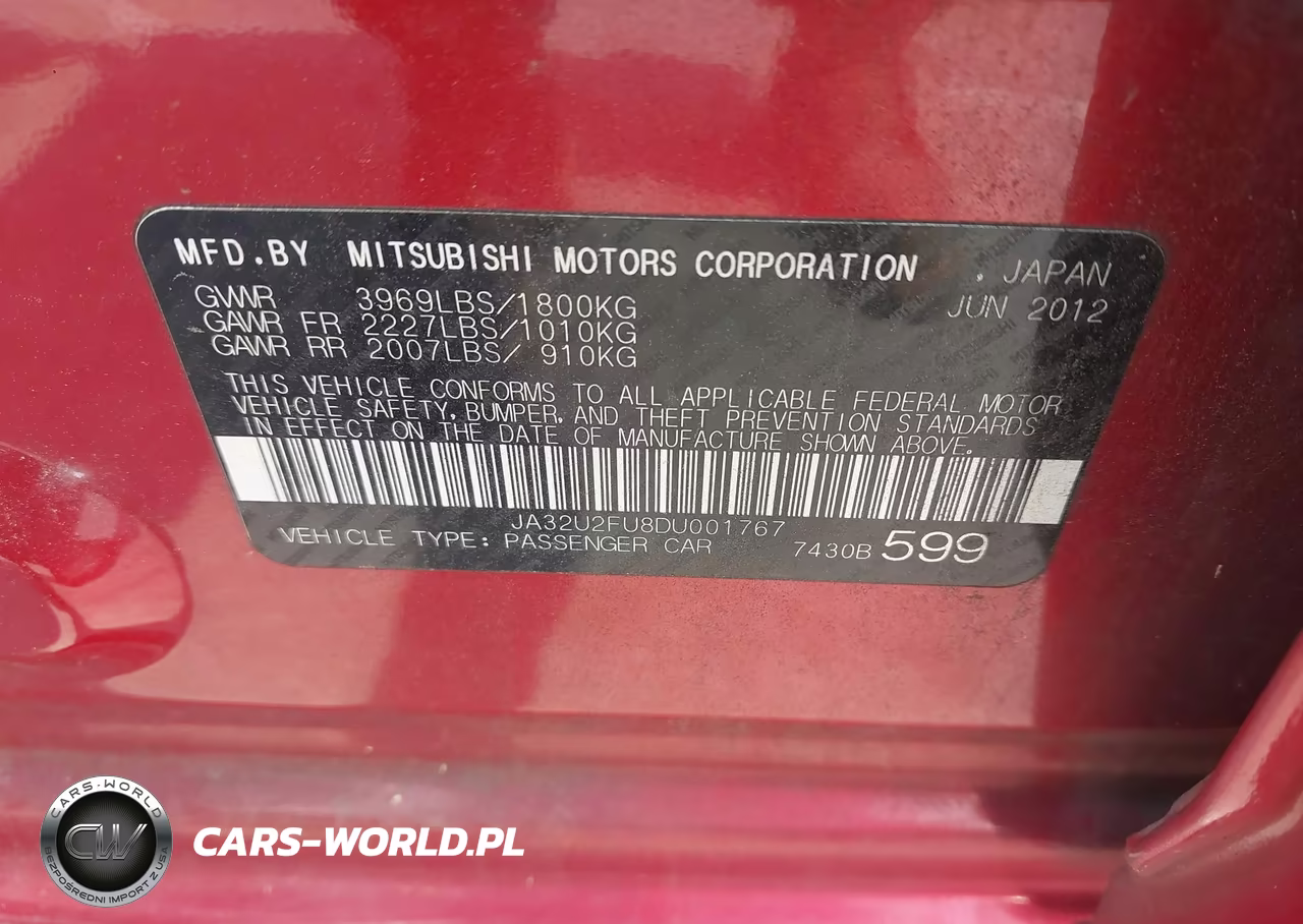2013 Mitsubishi Lancer Es VIN:JA32U2FU8DU001767 - 9